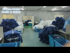 Vêtements de travail non tissés de type 5 revêtement jetable avec capuche et couvre-pieds pour protéger le corps