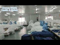 Combinaison jetable rayée bleue Type5/6 SMS/MP antibactérienne avec capuche