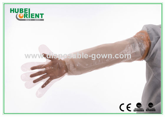 Disposable Arm Sleeves With Gloves , Waterproof Polythene Long Gloves 84 Cm