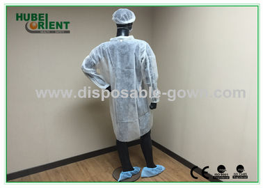 Economical SMS/Non-Woven Disposable Lab Coats With Knitted Collar And Velcro