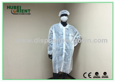 Economical SMS/Non-Woven Disposable Lab Coats With Knitted Collar And Velcro