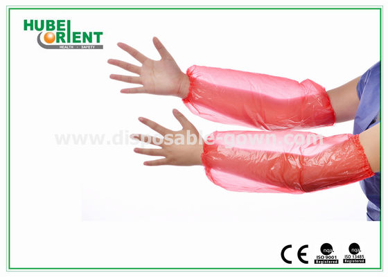 Red Free Size Disposable Use PE Plastic Arm Sleeves For Anti-Oil And Waterproof