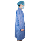 Hospital Use Dark Blue Medical Long Lab Coat With Snaps Closure And Shirt Collar