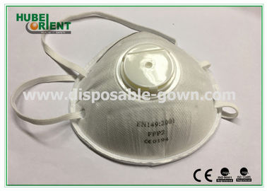 White Disposable Dust Proof Cone Face Mask 4- Ply With Valve , PP FFP Materials