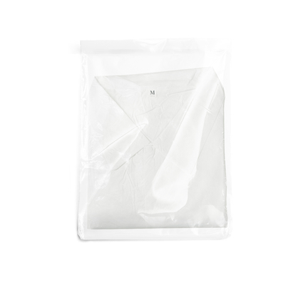 White Disposable Microporous Film Laminate Lab Coat With Pockets and snaps closure