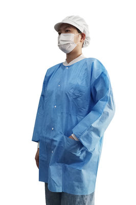 Breathable Disposable SMS Lab Coat With Pocket For workshop/factory/food processing