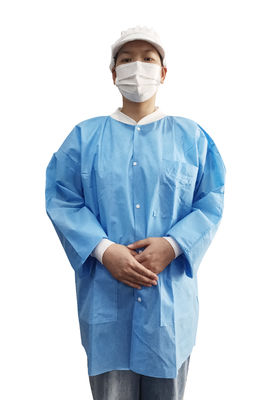 Breathable Disposable SMS Lab Coat With Pocket For workshop/factory/food processing