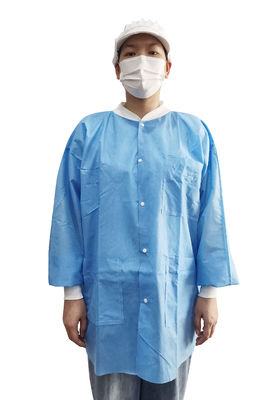 Breathable Disposable SMS Lab Coat With Pocket For workshop/factory/food processing