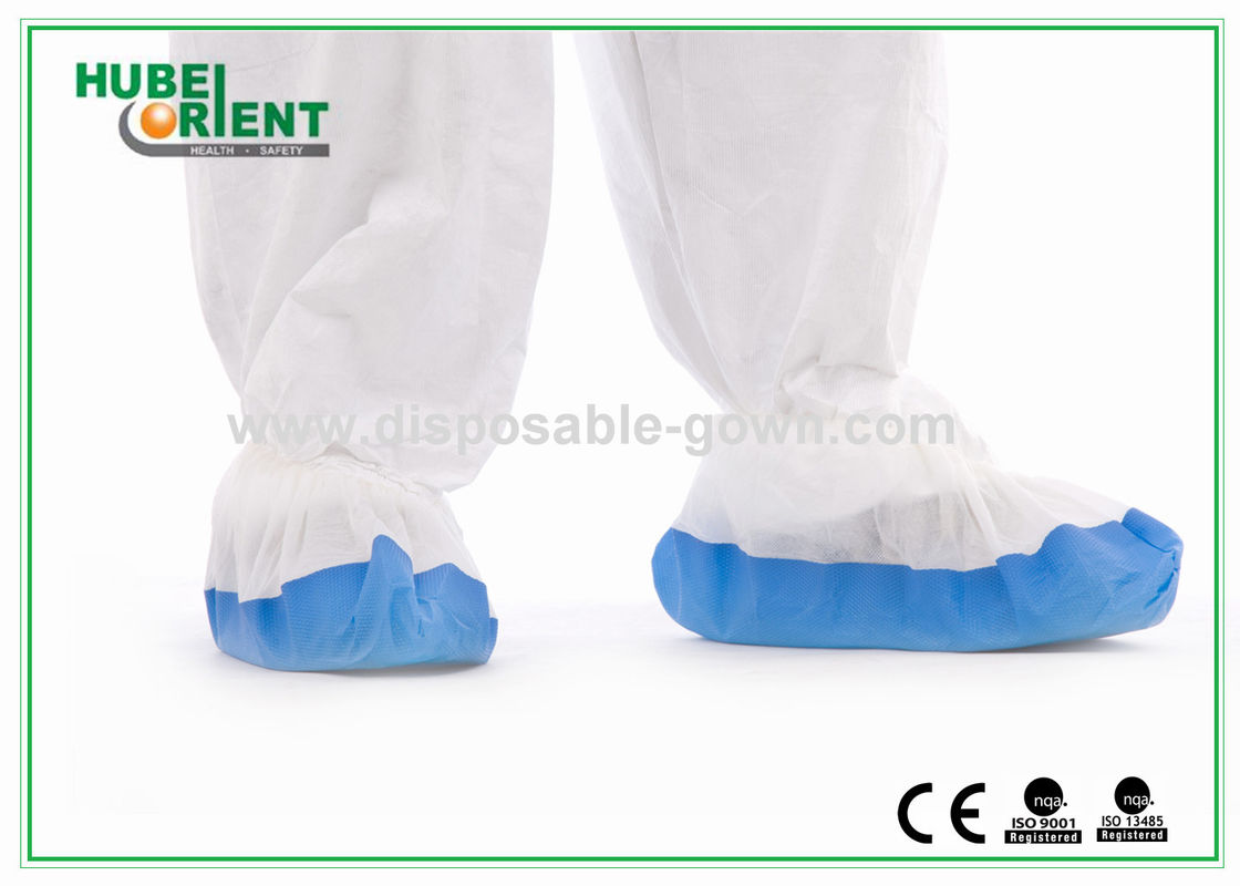 white and blue Waterproof Custom Size PP Coated CPE Disposable Shoe Cover hospital use PP+CPE shoe cover