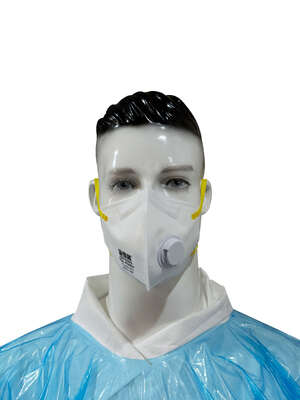 NIOSH N95 White Folded Shape Respirator With Exhalation Valve For Industrial protection